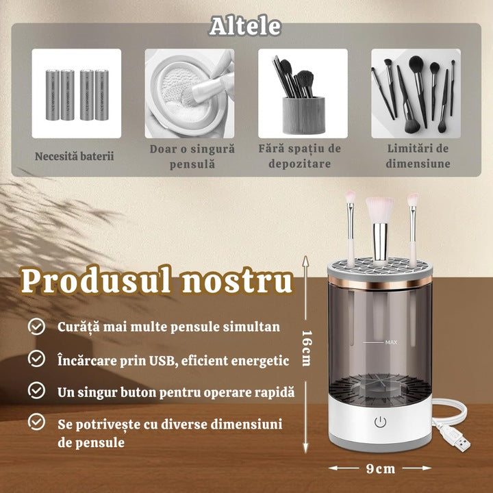 Curățător Electric Pentru Pensule și Bureți de Machiaj